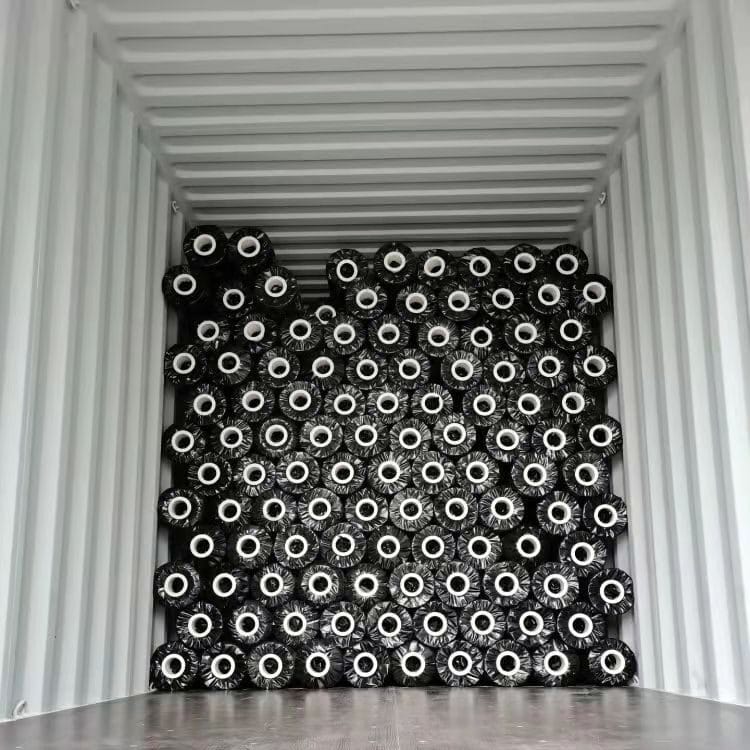 nonwoven geotextile fabric package and loading container